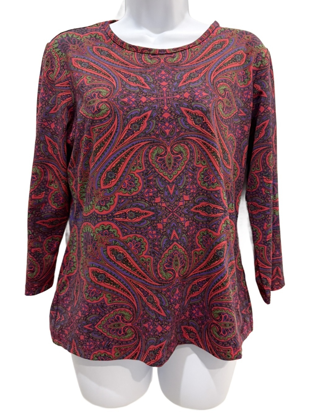 J.McLaughlin Catalina Cloth Paisley Print 3/4 Sleeve Top. Medium